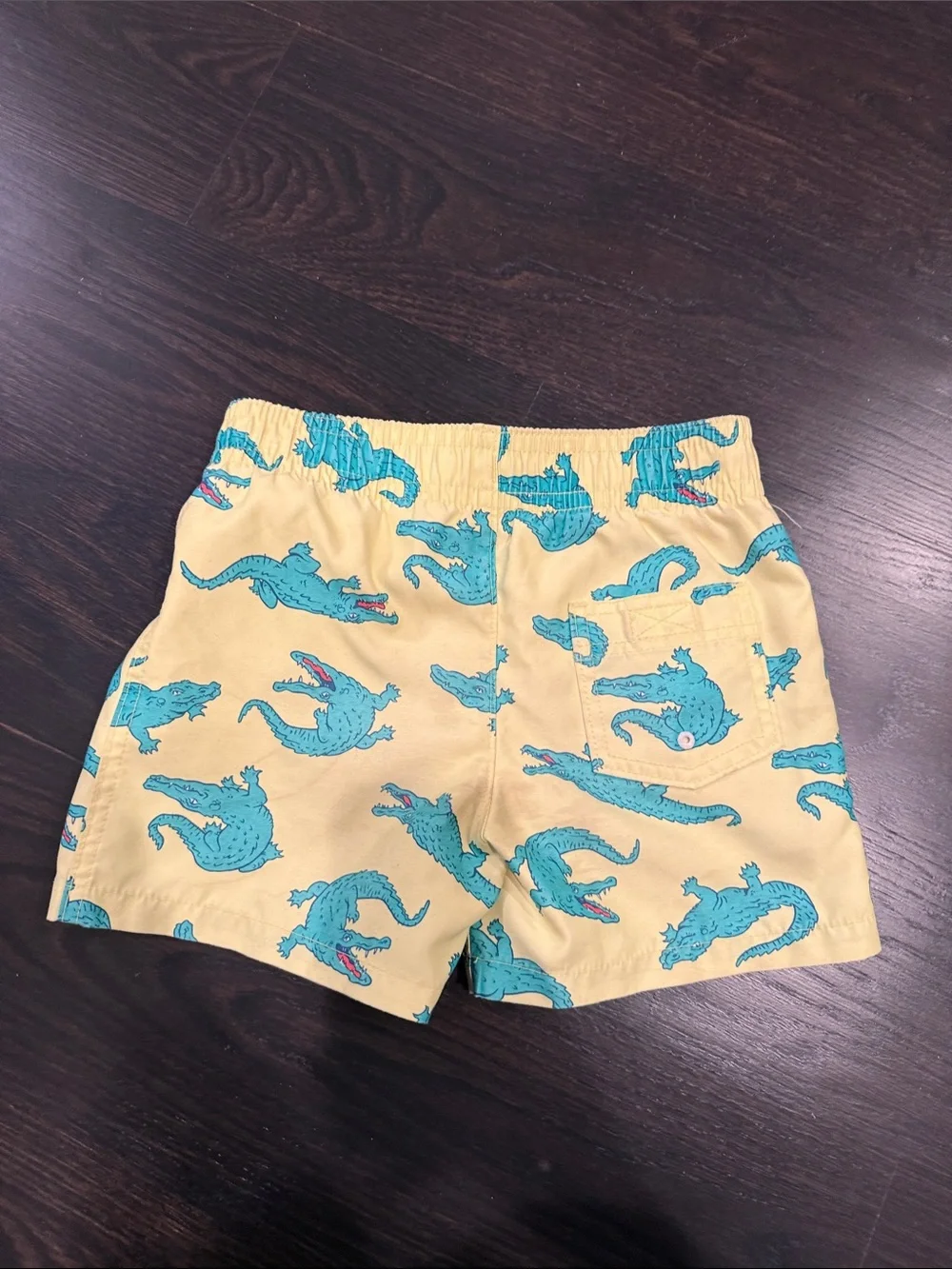 Abercrombie & Fitch Kids Yellow Swim Shorts with Teal Alligator Print